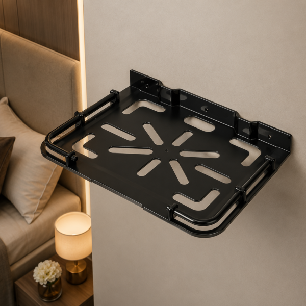 ABS Set Top Box Wall Stand Black 12 x 10 Inches Wall Mounted Shelf by AquaBath