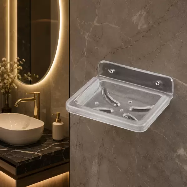 AquaBath premium plastic single soap dish wall mounted transparent bathroom soap holder