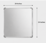 Dimension View of AquaBath Stainless Steel Frame Mirror 24 × 24 Inches