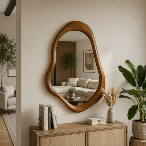 AquaBath Teak Wood Mirror 18x24 inch decorative wall mirror with premium solid teak wood organic frame