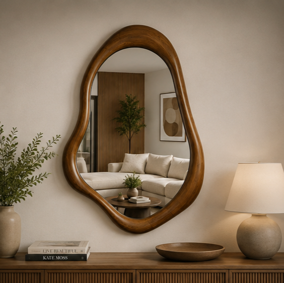AquaBath Designer Wooden Frame Mirror 18 × 24 Inch – Front View AquaBath Designer Wooden Frame Mirror Front View 18 × 24 Inches