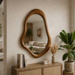 Angled View of AquaBath Designer Wooden Frame Mirror