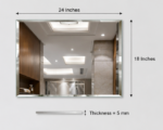 Dimension View of AquaBath Bevelled Wall Mirror Showing 24 × 18 Inches with 5mm Thickness