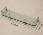 Dimension View of AquaBath Tempered Glass Wall Shelf Showing 18 × 5.5 Inch Size